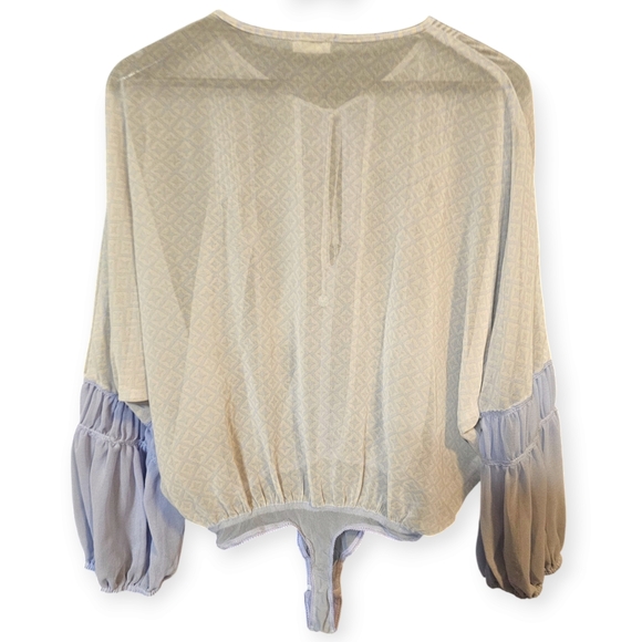 Free People Intimately Semi Sheer Balloon Sleeve Cottagecore Peasant Bodysuit - Picture 4 of 6